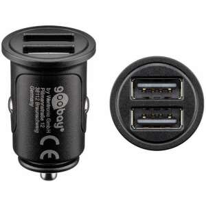 Goobay 71897 автомобилно USB зарядно устройство, черно, предна и странична гледка - Goobay