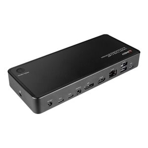 Vizualizare unghiulară a stației de andocare Lindy 43202 2-Port Type C MST KVM - Docking stations