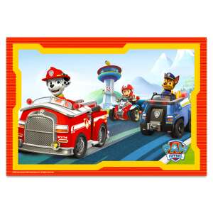 Puzzle Paw Patrol 2x12 elementów, przedstawiające Chase'a, Marshalla i Rockiego w ich pojazdach - Ravensburger Puzzle