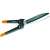Fiskars HS72 hedge trimmer, black and orange handles, stainless steel blades, close-up view