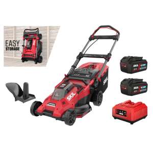 Skil red gm1e0140ba cordless brushless lawn mower 43cm 2x4,0ah 20v