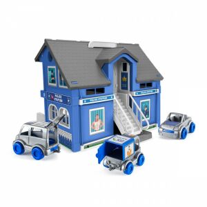 Play House Polizeistation Spielset mit 4 Fahrzeugen - Wader