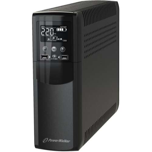 PowerWalker VI 800 CSW FR 800VA / 480W Vonalinteraktív UPS, fekete, elülső nézet - Szünetmentes tápegység