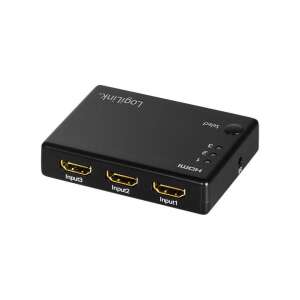 LogiLink HD0042 4-portowy przełącznik KVM HDMI, czarny, widok pod kątem - Przełącznik
