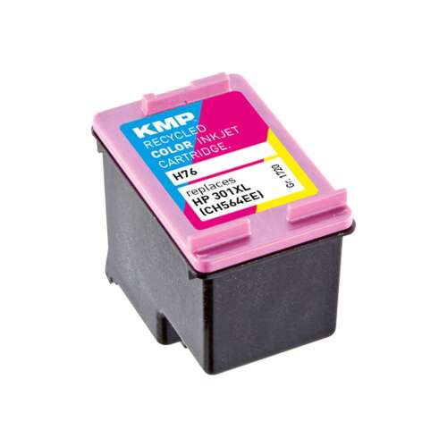 KMP HP 301XL Tri-color tintapatron, újrahasznosított, kompatibilis HP DeskJet, Envy és OfficeJet nyomtatókkal