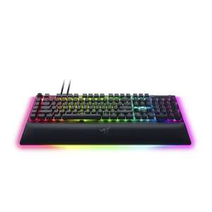 Razer BlackWidow V4 Pro mechanical gaming keyboard with RGB lighting, green switches, and a magnetic wrist rest - Razer