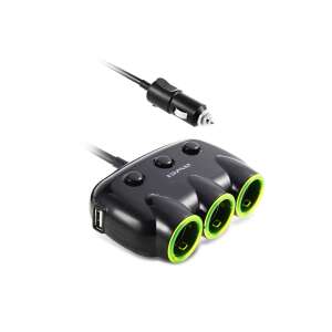 Awei C-35 Autoladeadapter mit 3 Steckdosen und 2 USB-Anschlüssen - Zigarettenanzünder-Adapter und -Verteiler