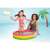 Child playing in Intex Sunset Glow inflatable kiddie pool, pink, yellow, green, 86cm diameter