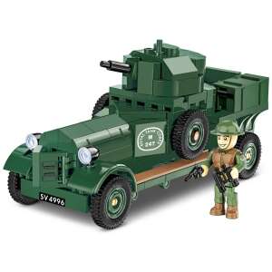 Cobi Rolls-Royce Armoured Car Bauset, zeigt das fertige Modell und eine Soldatenfigur - Cobi