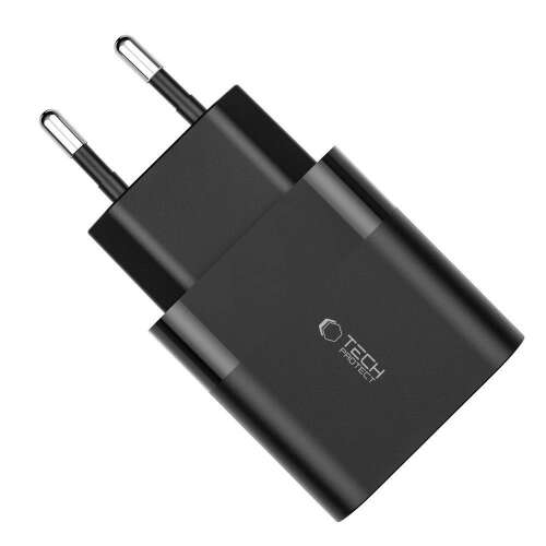 TECH-PROTECT C30W hálózati töltő, fekete, USB-A és USB-C, Quick Charge 3.0, Power Delivery 30W