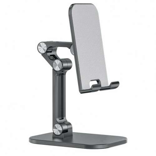 Tech-Protect Z3 universal tablet and phone stand, gray, angled view