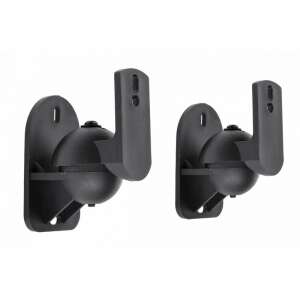 Pereche de suporturi de perete negre pentru difuzoare, reglabile, pivotante, înclinabile, cu capacitate de 3,5 kg - Audio