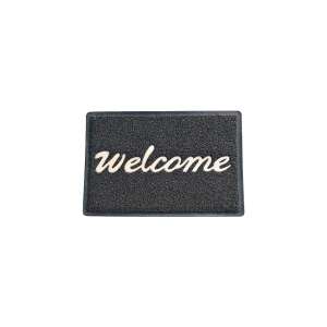 Covor de bun venit negru cu text alb welcome - STR