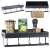 Black wall mounted spice rack with hooks and towel bar, VG-24255