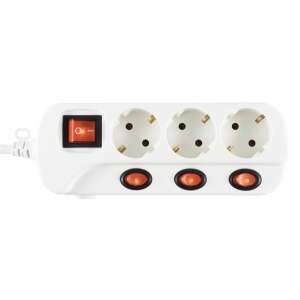 Prelungitor Home NVK 03K/WH, 3 socluri cu buton individual, 1.5 m, alb