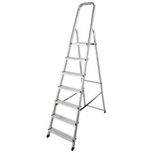 Krause 6+1 Stufen Aluminiumleiter mit Plattform, 150kg Tragfähigkeit - Leiter & Ständer