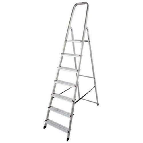 Krause 6+1 Stufen Aluminiumleiter mit Plattform, 150kg Tragfähigkeit