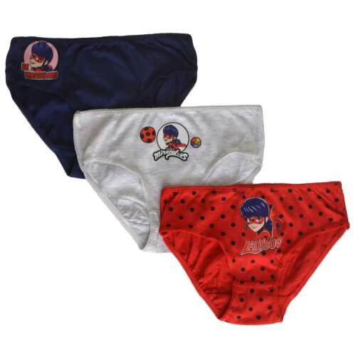 3-dielny set dievčenských nohavičiek Miraculous Ladybug s červeným, sivým a modrým vzorom