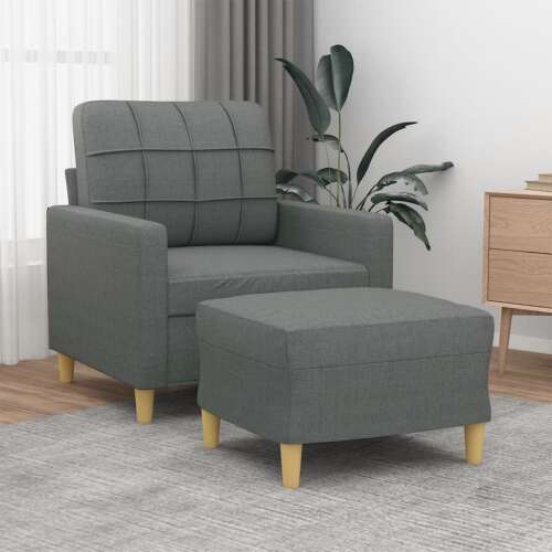 vidaXL dark gray fabric armchair with footrest, comfortable and stylish for living room