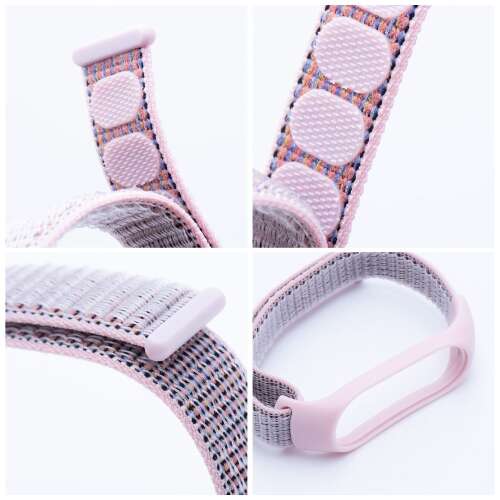 Strap nylon okospánt Xiaomi Mi Band 3 / 4 / 5 / 6 / 7 rózsaszín (07) 72901395