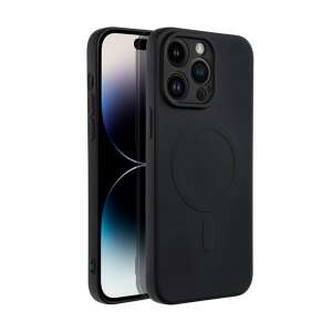 Schwarzes Silikon iPhone 14 Pro Max Case mit MagSafe-Kompatibilität, zeigt das Case auf weißem Hintergrund - Handyhüllen