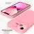 SLIDE tok iPhone 11-hez, világos rózsaszín szilikon tok kameravédelemmel, bemutatva a képernyő és a kamera védelmére szolgáló kiemelt széleket