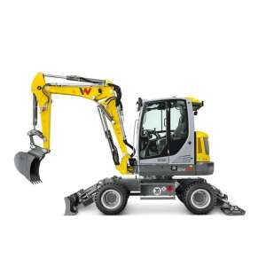 Siku Wacker Neuson EW65 wheeled excavator toy, 1:50 scale, yellow and grey - Siku