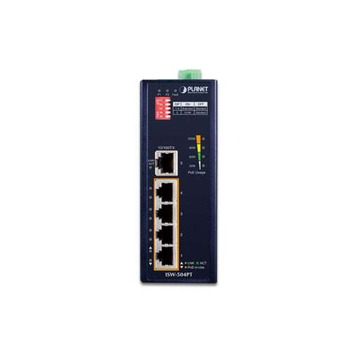 PLANET 5-Port Industrial Ethernet Switch w/ 4 PoE (-40~75 (ISW-504PT) 72924343