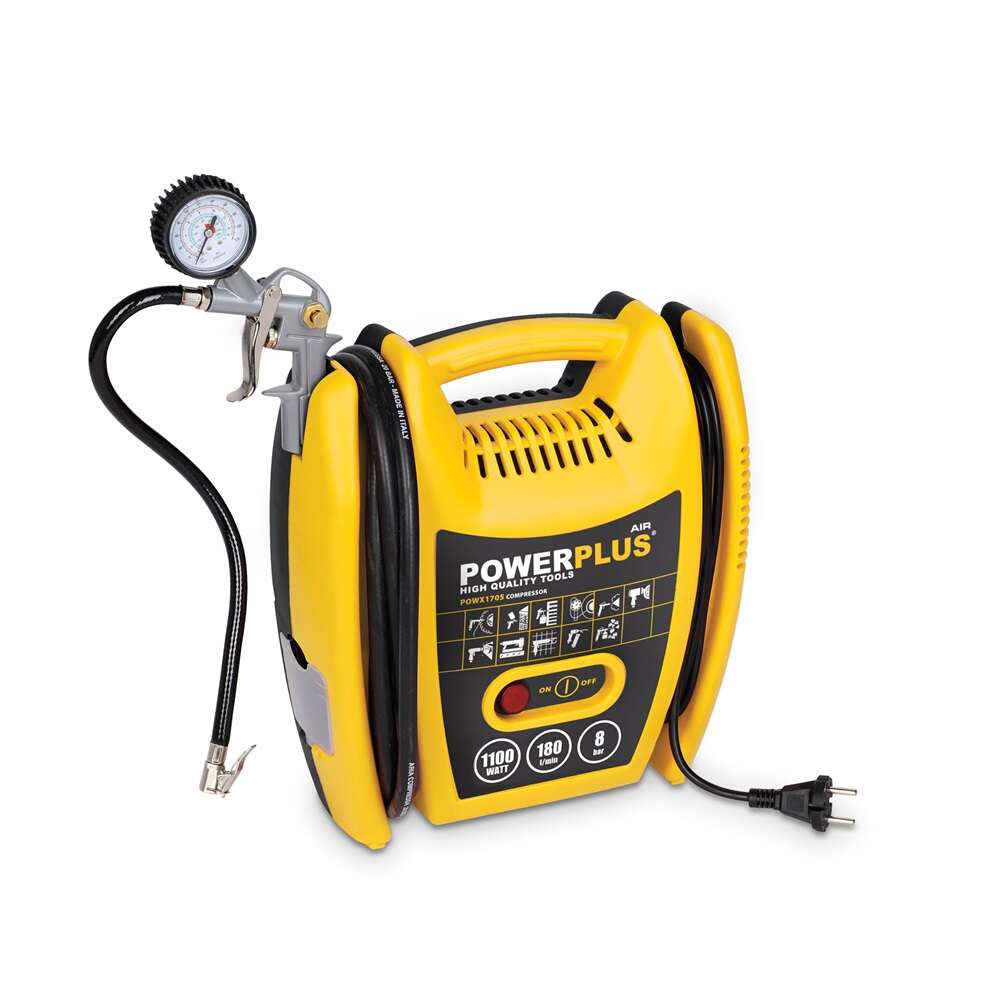 Powerplus sárga kompresszor 1100w, olajmentes  powx1705