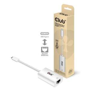 Club3D CAC-1519 USB 3.2 Typ-C auf Gigabit Ethernet Adapter, weiß, Plug & Play, Hot Swap, keine Treiber erforderlich - Club3D