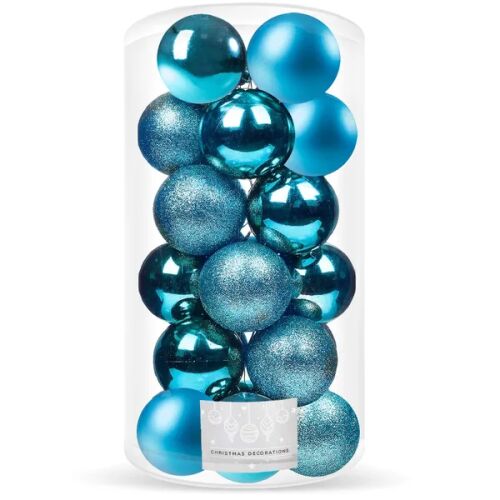 Springos 20-teiliges Set blauer Christbaumkugeln in Verpackung