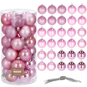 30 darab rózsaszín Springos karácsonyfa gömb készlet átlátszó tubusban - Sersimo