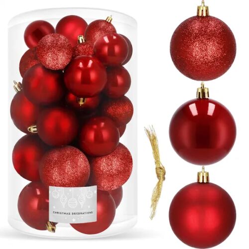 Springos 30-teiliges rotes Weihnachtsschmuck-Set in Verpackung