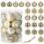 Set mit 20 goldenen Weihnachtsbaumkugeln, 6 cm, enthält 4 Discokugeln, 4 matte, 4 Glitzer, 4 geprägte, 4 glänzende