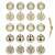 Set de 20 bile de Crăciun aurii, 6 cm, include 4 bile disco, 4 mate, 4 cu sclipici, 4 cu relief, 4 lucioase