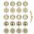 Set de 20 bile de Crăciun aurii, 6 cm, include 4 bile disco, 4 mate, 4 cu sclipici, 4 cu relief, 4 lucioase