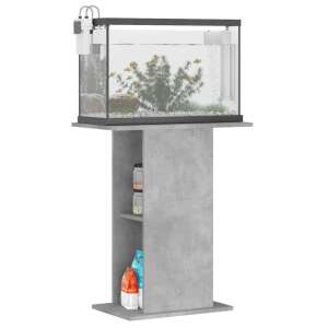 vidaXL concrete grey assembled wooden aquarium stand with aquarium, front view - Fish & Reptile Care