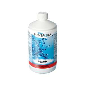 1 liter bottle of AQUAFIX water hardness stabilizer by PONT AQUA - Pool and Beach Toy