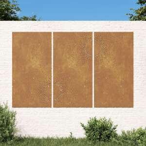 vidaXL 3 db napmintás corten acél kerti faldísz szett, 105x55 cm, rozsdás felület - Lakberendezés