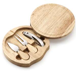 Zestaw noży do sera z drewnianą deską do krojenia i otwieraczem do butelek, 4-częściowy zestaw - Przybory kuchenne