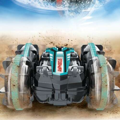 Vízálló RC kaszkadőr autó, 360 fokos forgás, bukfencezés, kék és fekete