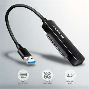 Axagon ADSA-FP2A Slim Adapter Pro USB-A 5GBPS 2,5" SSD/HDD adapter, czarny, z kablem - AXAGON