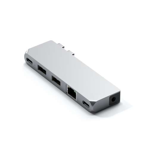 Satechi Aluminium Pro Hub Mini, ezüst USB-C hub USB4, USB-A, Ethernet és audio portokkal - Satechi