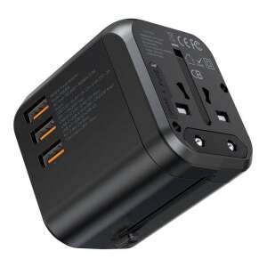 Încărcător de perete de călătorie Choetech PD5008, negru, 30W, 3 porturi USB-A, 1 port USB-C, adaptor universal - Adaptoare de rețea
