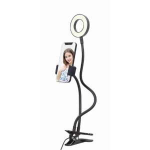 Gembird LED-RING4-PH-01 Selfie Ring Light cu suport pentru telefon, selfie ring light cu suport pentru telefon atașat la o masă - Lumini LED rotunde și lămpi rotunde