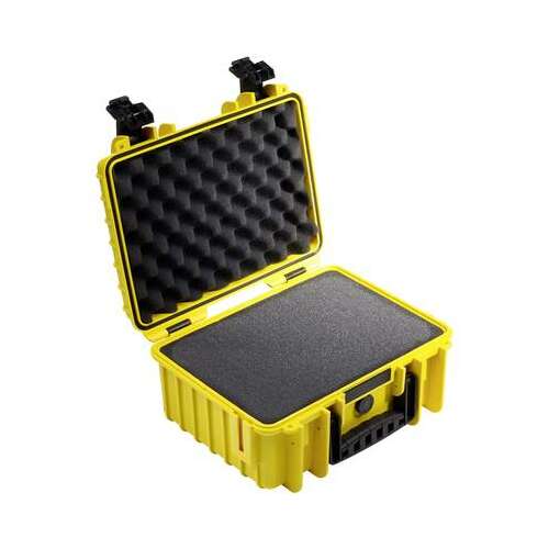 Outdoor Cases Type 3000 vízálló tok, sárga, nyitva, hab belsővel