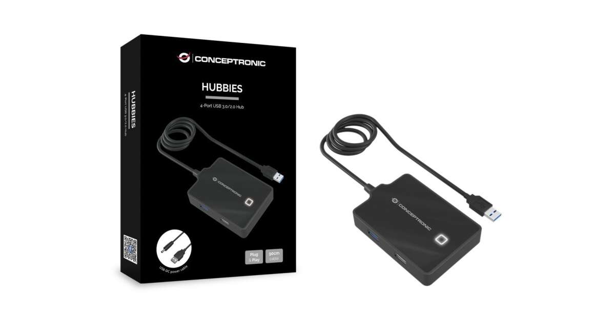 Conceptronic HUBBIES10B laptop-dockingstation & portreplikator USB 3.2 Gen 1 (3.1 Gen 1) Type-A Schwarz (HUBBIES10B) 79825632