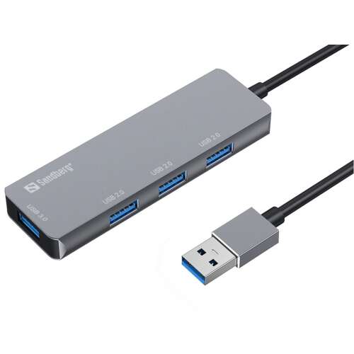 Sandberg USB-A Hub 1xUSB3.0+3x2.0 SAVER 333-67, 4 portos USB hub 1 USB 3.0 és 3 USB 2.0 porttal