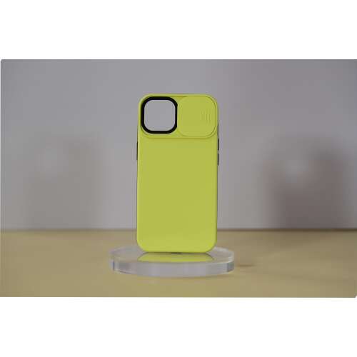 Husă galbenă iPhone 14 Plus TPU+PC cu capac glisant pentru cameră
