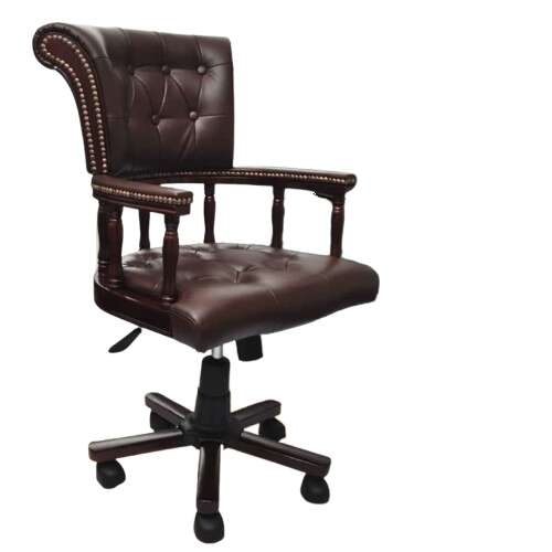 vidaXL elegáns Barna Forgó Irodai szék ,Textil-Bőr, 62x50x(96-104)cm